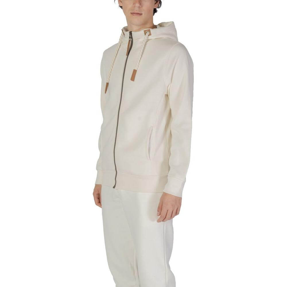 Men's fall/winter Hydra clothing cream cotton sweater with hood, 60% cotton 40% polyester, ideal for stylish comfort.