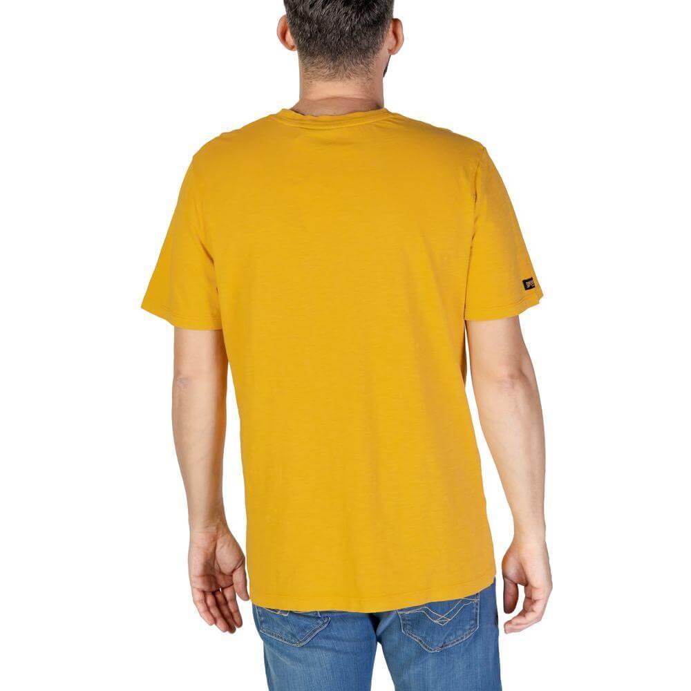 Back view of Superdry orange cotton T-shirt for men, fall/winter collection, short-sleeved design.