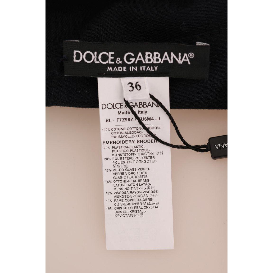 Dolce & Gabbana Enchanted Blue Crystal Embroidered Coat Dolce & Gabbana Black