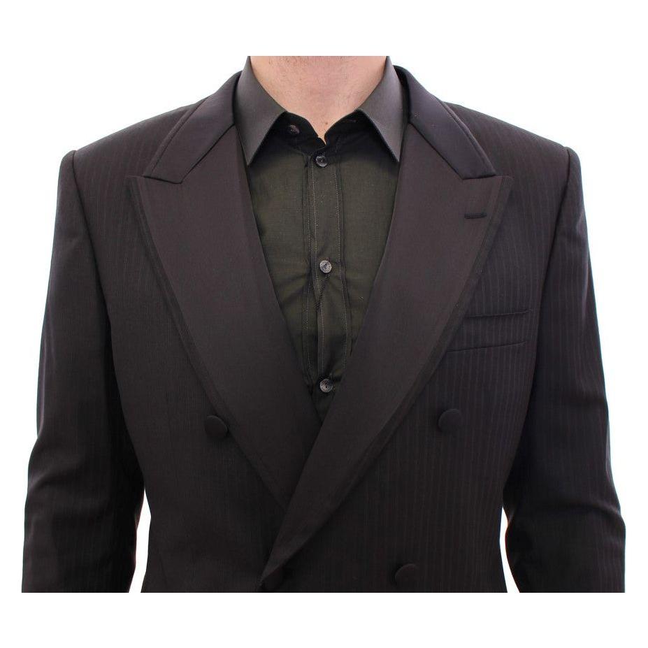 Dolce & Gabbana Elegant Black Striped Wool-Silk Blend Suit Dolce & Gabbana Dark Slate Gray
