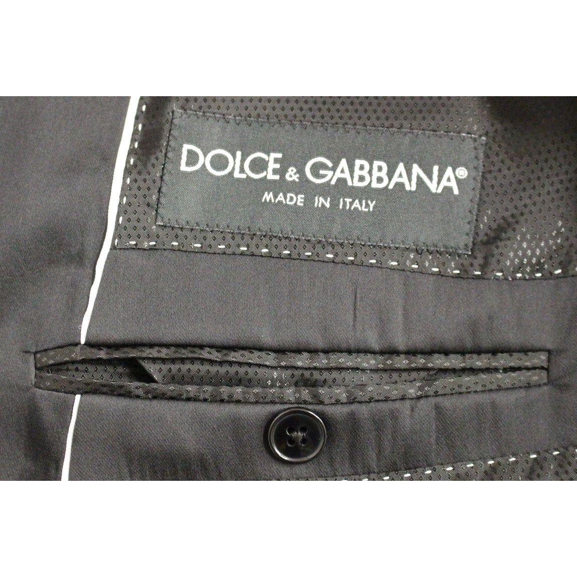 Dolce & Gabbana Elegant Black Striped Wool-Silk Blend Suit Dolce & Gabbana Dim Gray