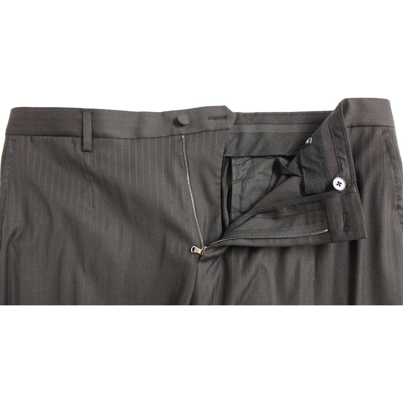 Dolce & Gabbana Elegant Black Striped Wool-Silk Blend Suit Dolce & Gabbana Dark Slate Gray