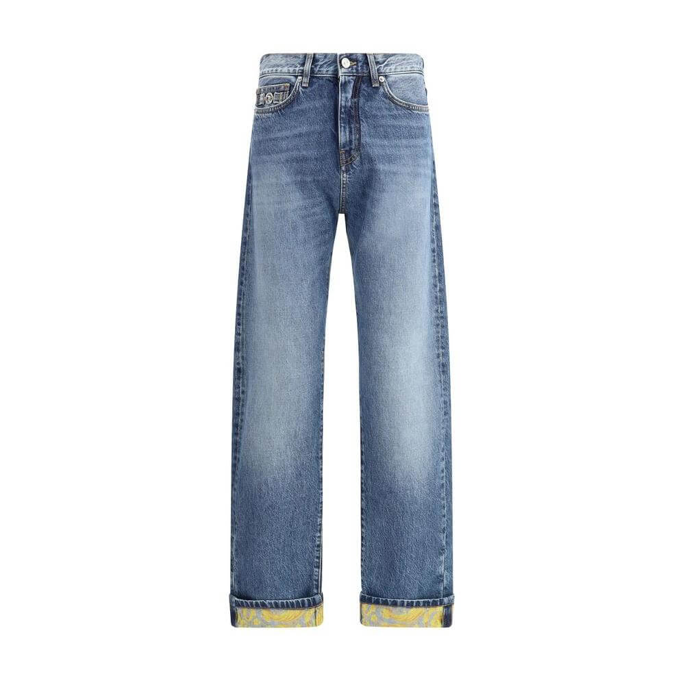 Versace Barocco Turn-Up Jeans Versace Slate Gray