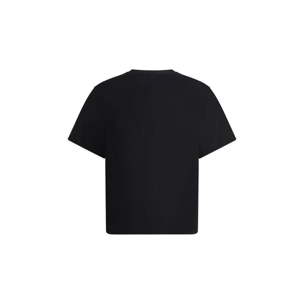 Back view of Loulou De Saison Telanto T-shirt in black with ribbed crew neck design and tone-on-tone stitched logo detail.