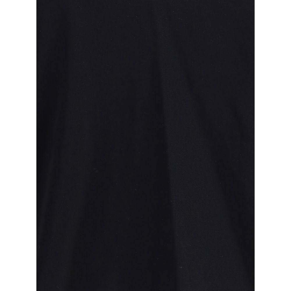 Close-up of Loulou De Saison Telanto T-shirt in black cotton featuring a minimalist design and ribbed crew neck.