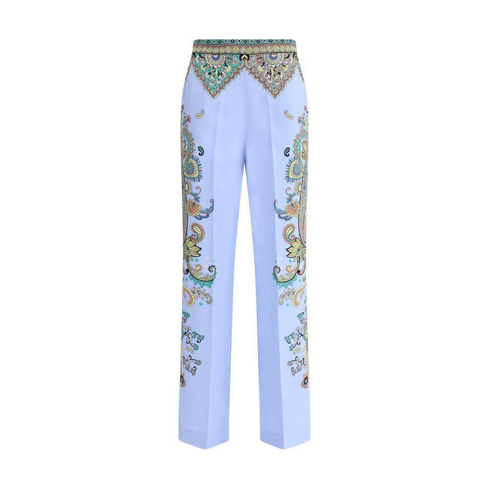 Etro Floral Print Pants Etro Light Steel Blue
