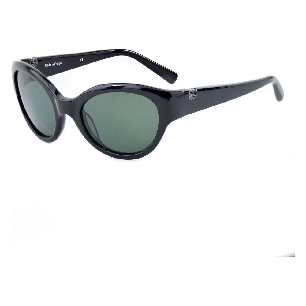 Vuarnet Black Acetate Sunglasses for Women with Green Category 3 Lenses, Polished Design, Alpine Vision Archive Series VL1410.