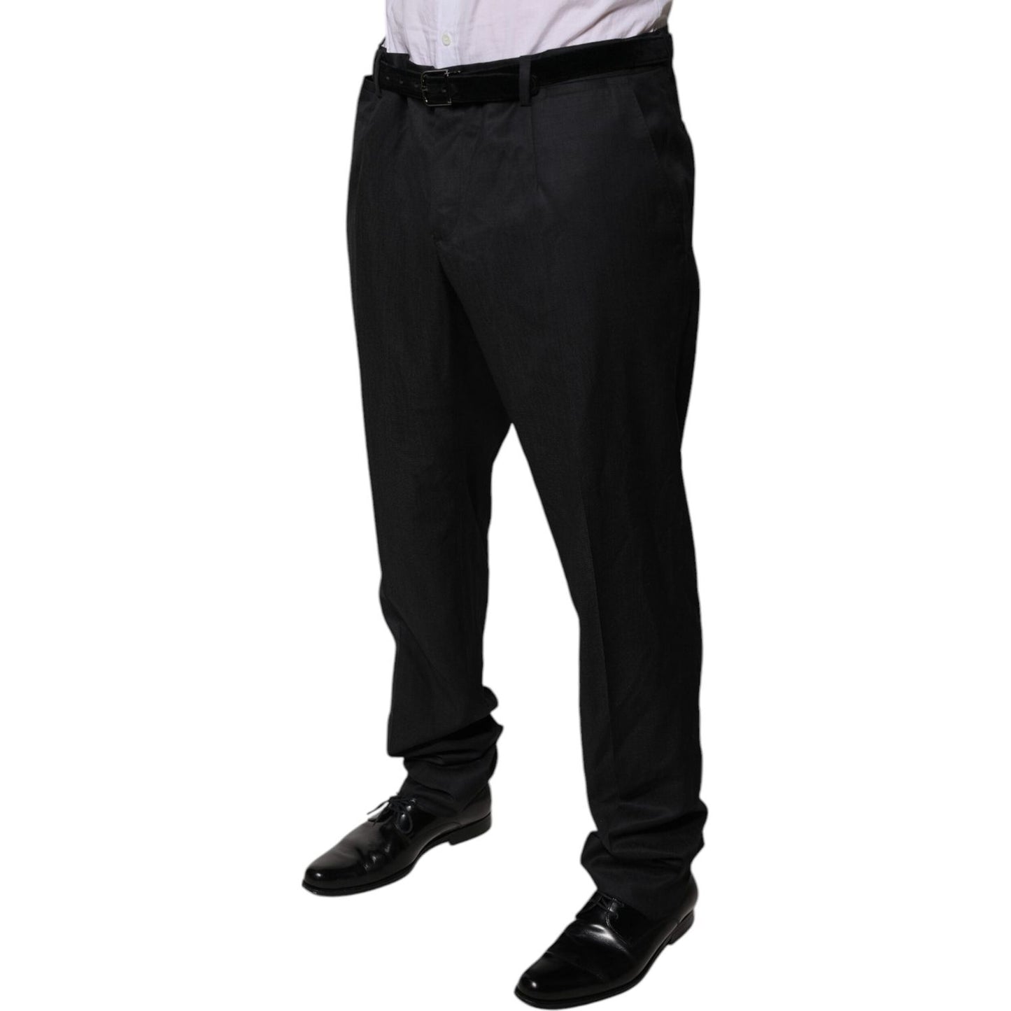 Dolce & Gabbana Black Wool Tapered Formal Dress Pants PAN75805-54