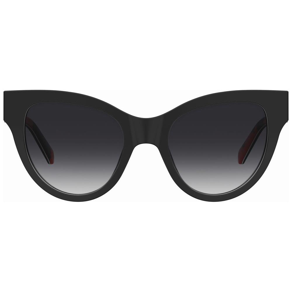 Love Moschino women's black acetate sunglasses with UV protection, model MOL053SUYYF09, featuring 50mm lenses.