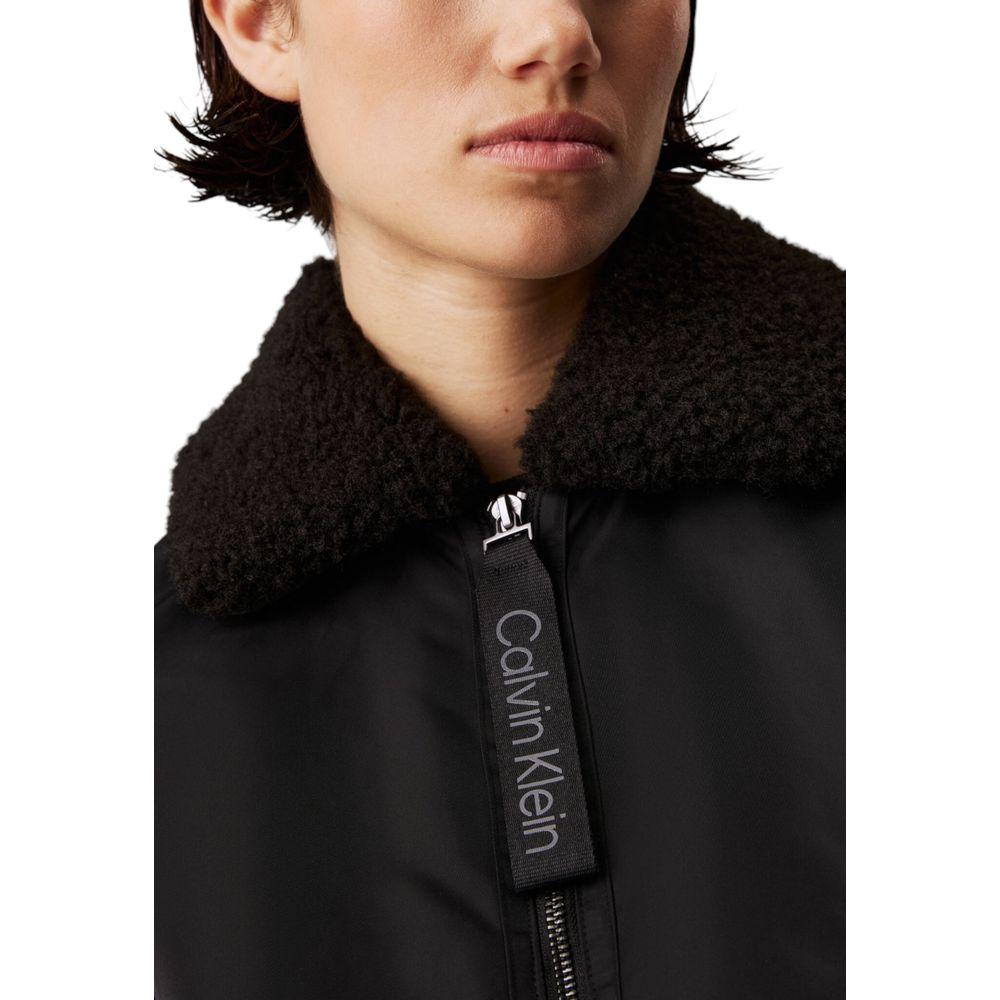 Calvin Klein Jeans Black Polyester Jackets & Coat Calvin Klein Jeans Black