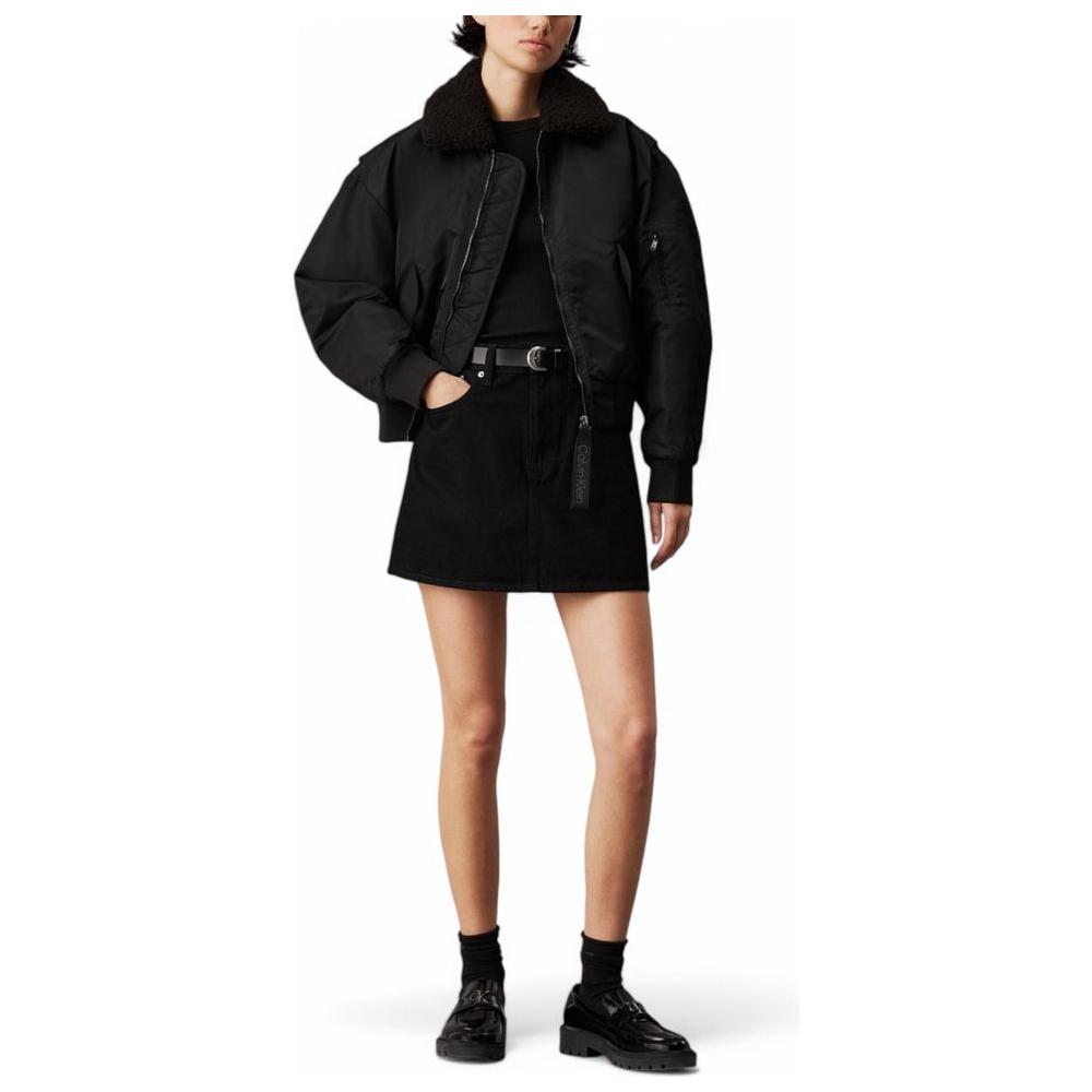 Calvin Klein Jeans Black Polyester Jackets & Coat Calvin Klein Jeans Black