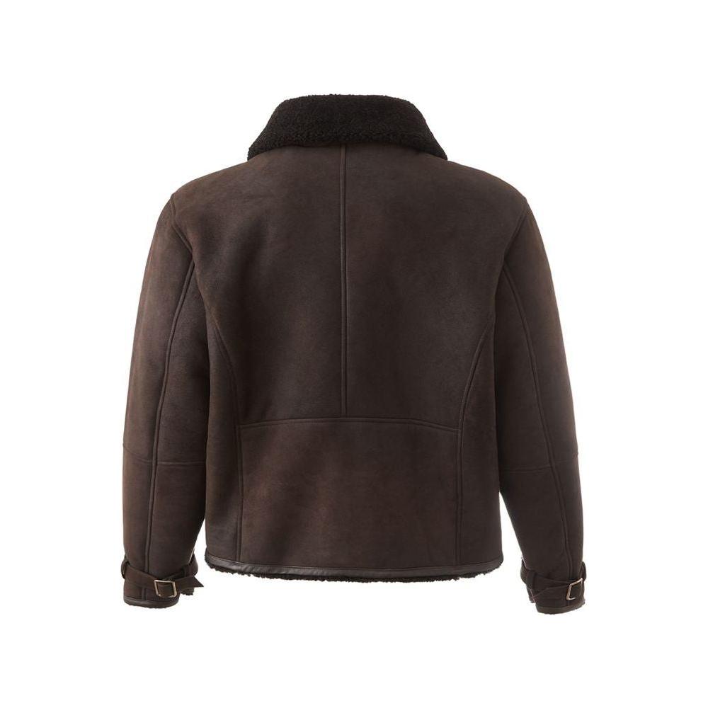 Lardini Elegant Montone Leather Brown Jacket Lardini Dark Slate Gray