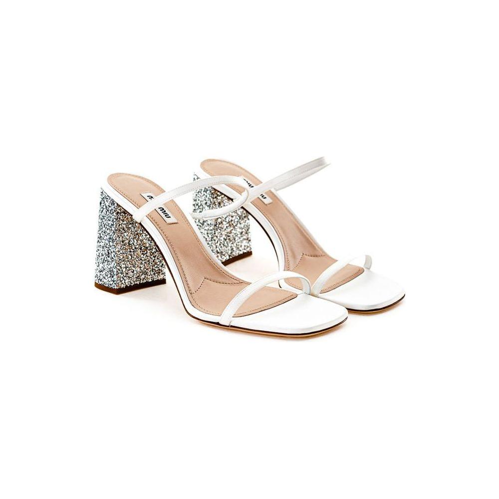 Miu Miu White Silk Sandal Miu Miu Light Gray