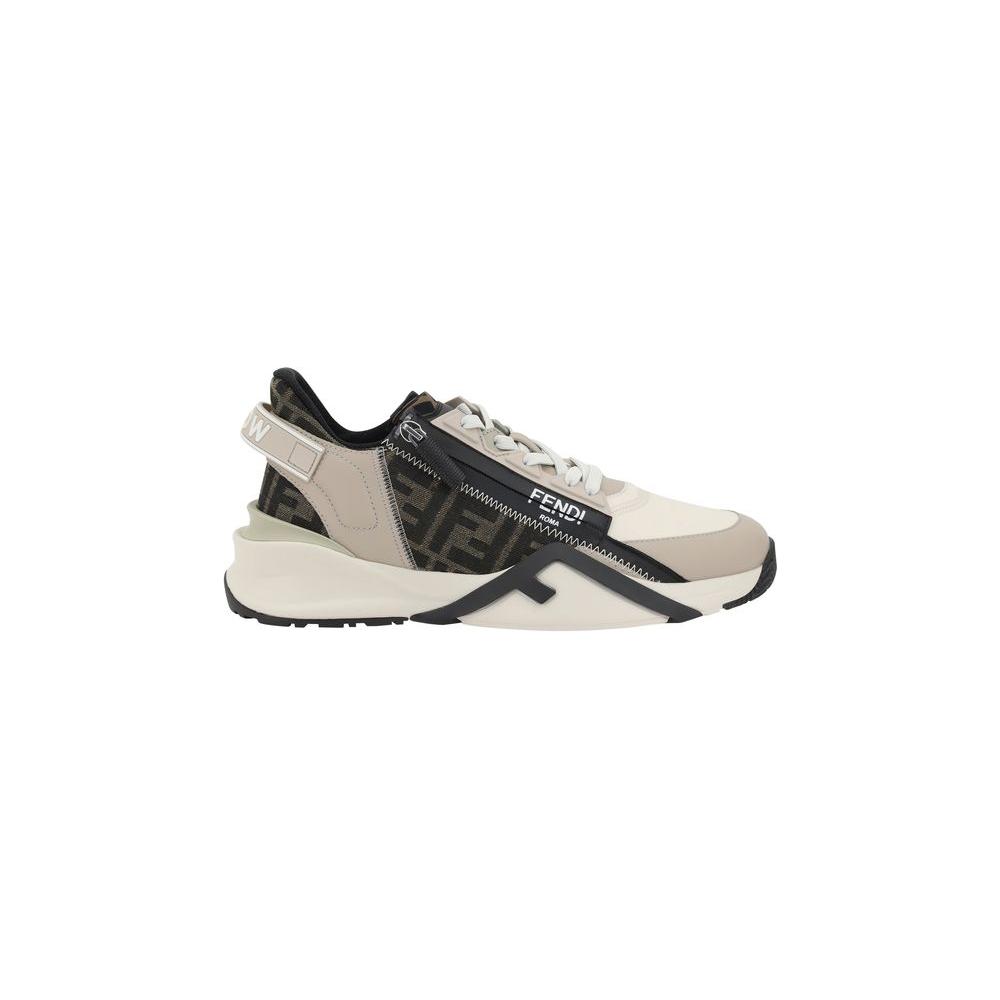 Fendi Flow Running Sneakers with logo, structured sole, and modern lace-up design on white background.