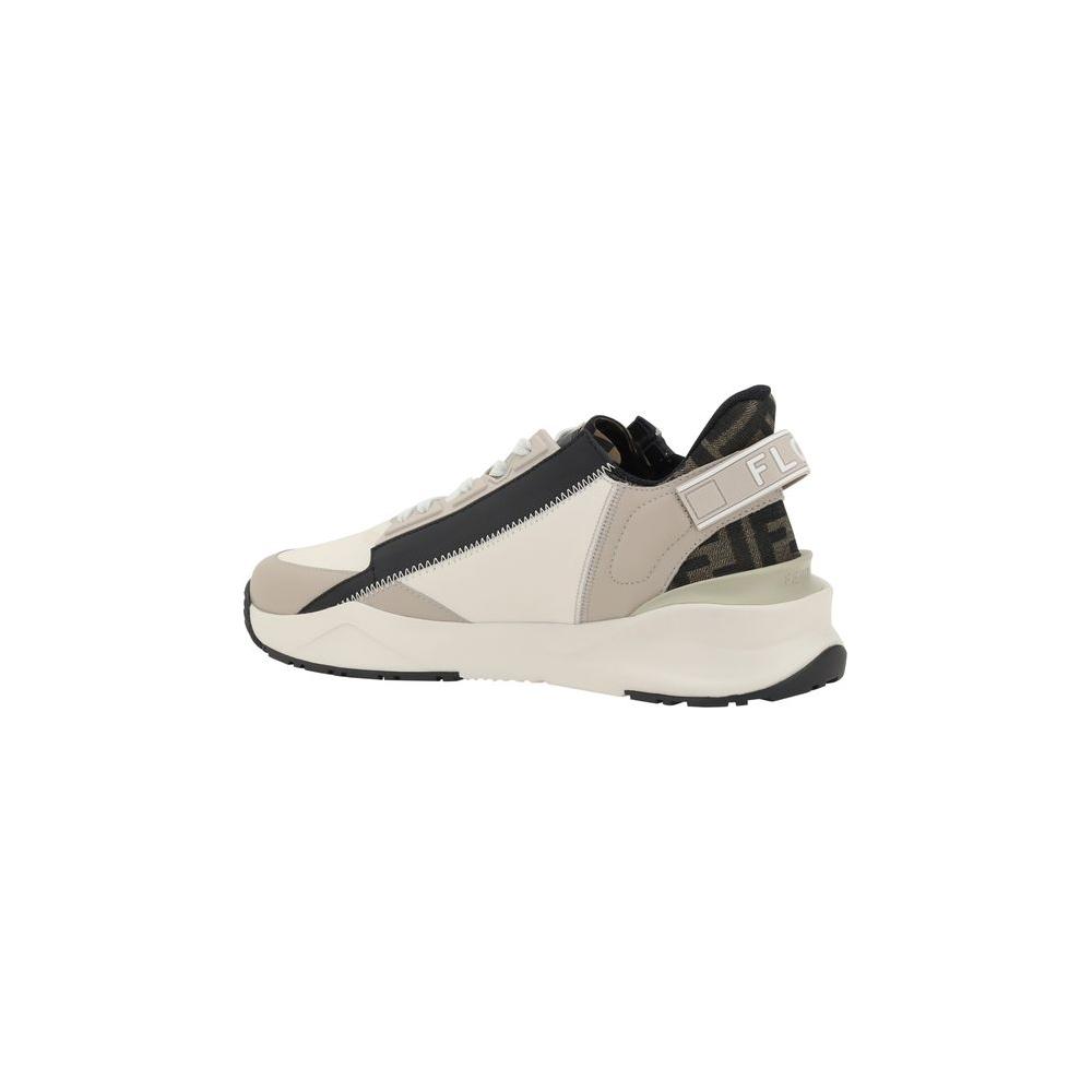 Side view of Fendi Flow Running Sneakers featuring structured sole and tone-on-tone logo, ideal for sporty and bold style.