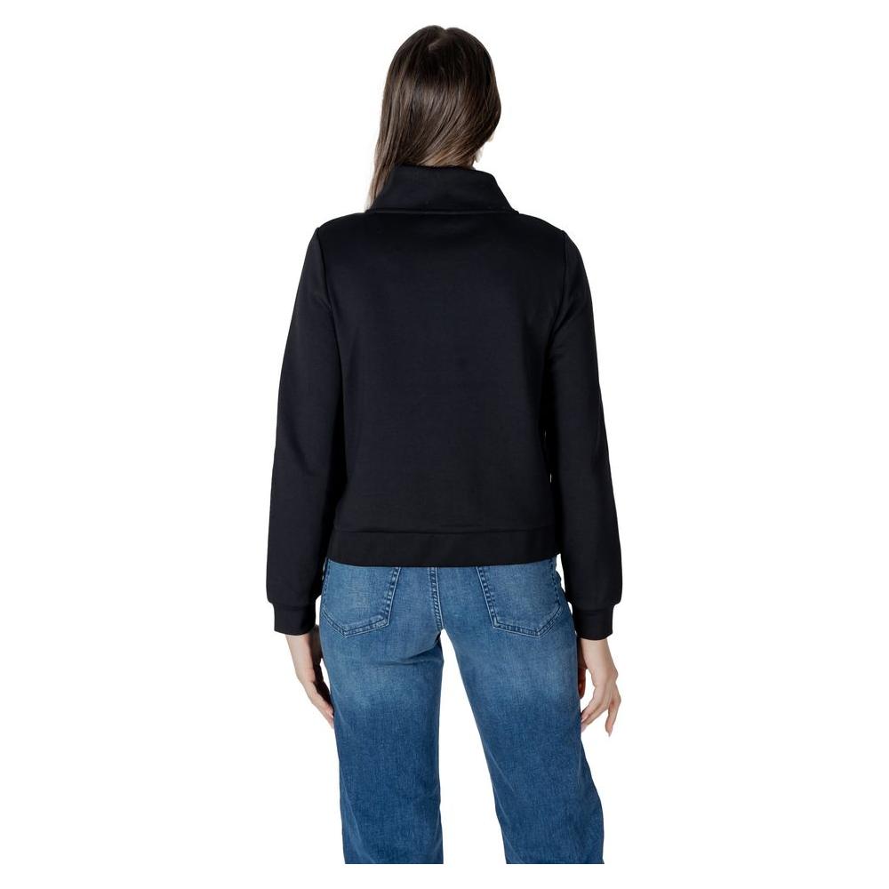 Street One black cotton sweater for women, back view, 60% cotton blend, uncovers sweatshirt style.