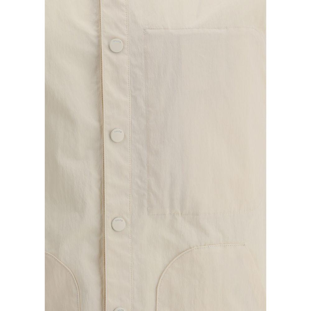 Beige Paltò Gilberto shirt jacket with button closure and pocket, featuring a classic collar and sophisticated style.
