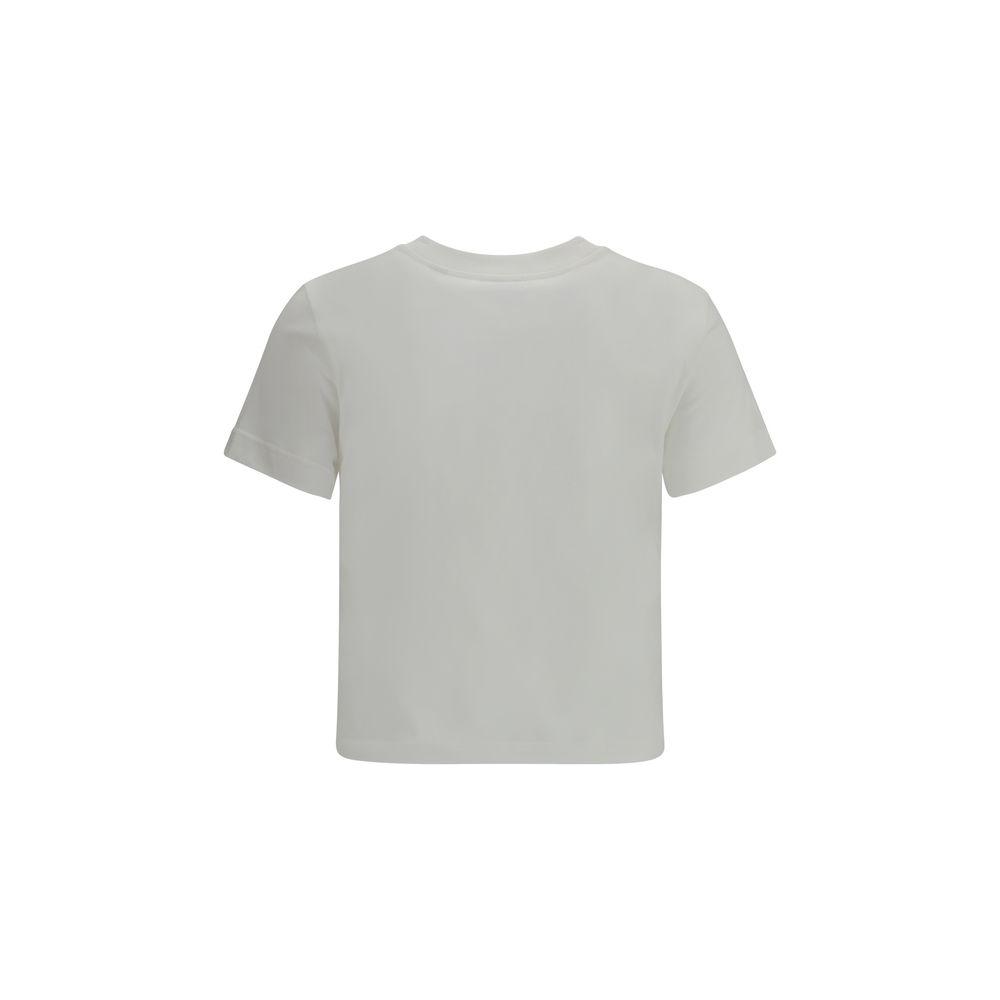 Burberry cropped T-shirt with ribbed crew neck and adjustable ruffles, featuring iconic Equestrian Knight logo design.