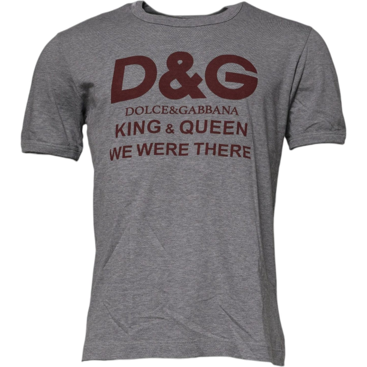 Dolce & Gabbana gray cotton crew neck men's t-shirt with logo print, short sleeves, and regular fit.