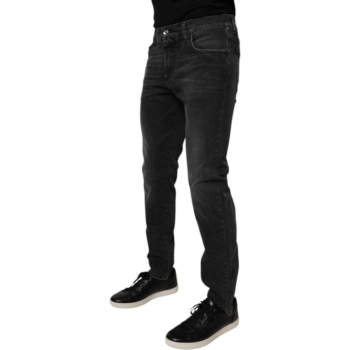 Dolce & Gabbana Black Cotton Stretch Skinny Men Denim Jeans Dolce & Gabbana Black