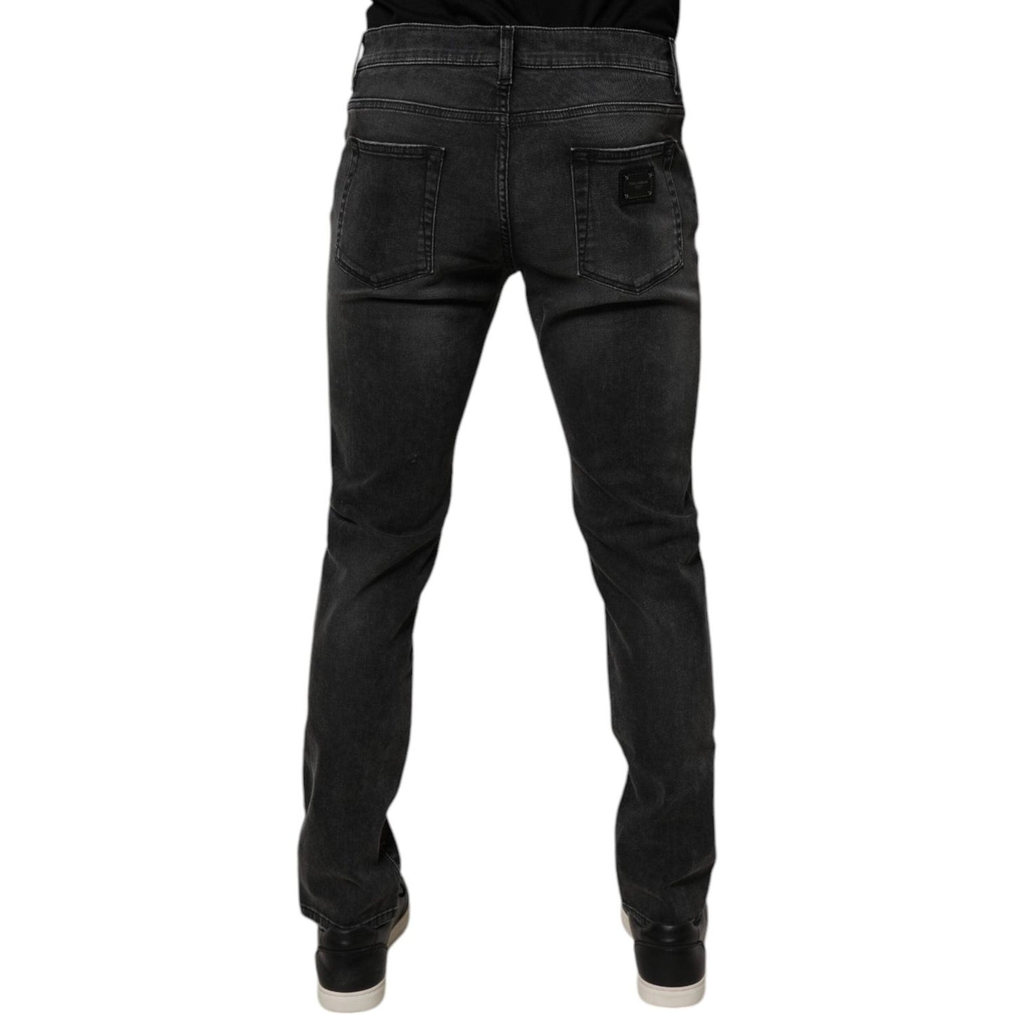 Dolce & Gabbana Black Cotton Stretch Skinny Men Denim Jeans Dolce & Gabbana Black