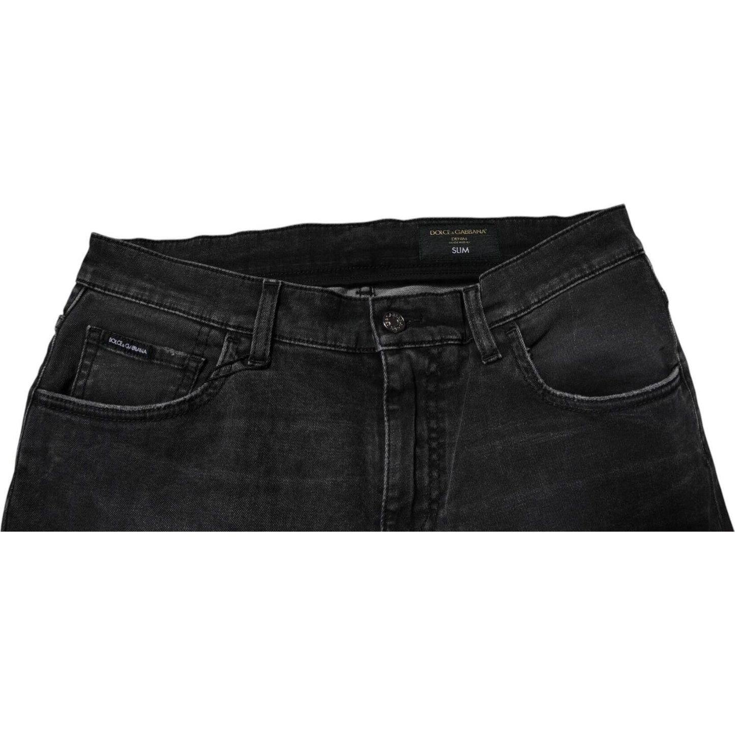 Dolce & Gabbana Black Cotton Stretch Skinny Men Denim Jeans Dolce & Gabbana Black