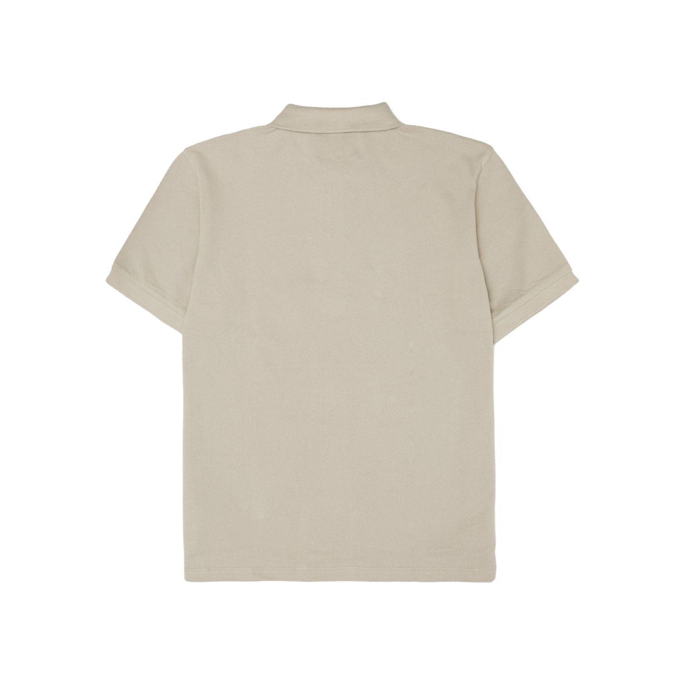 Back view of Burberry Pale Stone cotton collared polo shirt with short sleeves and regular fit, made in Thailand.