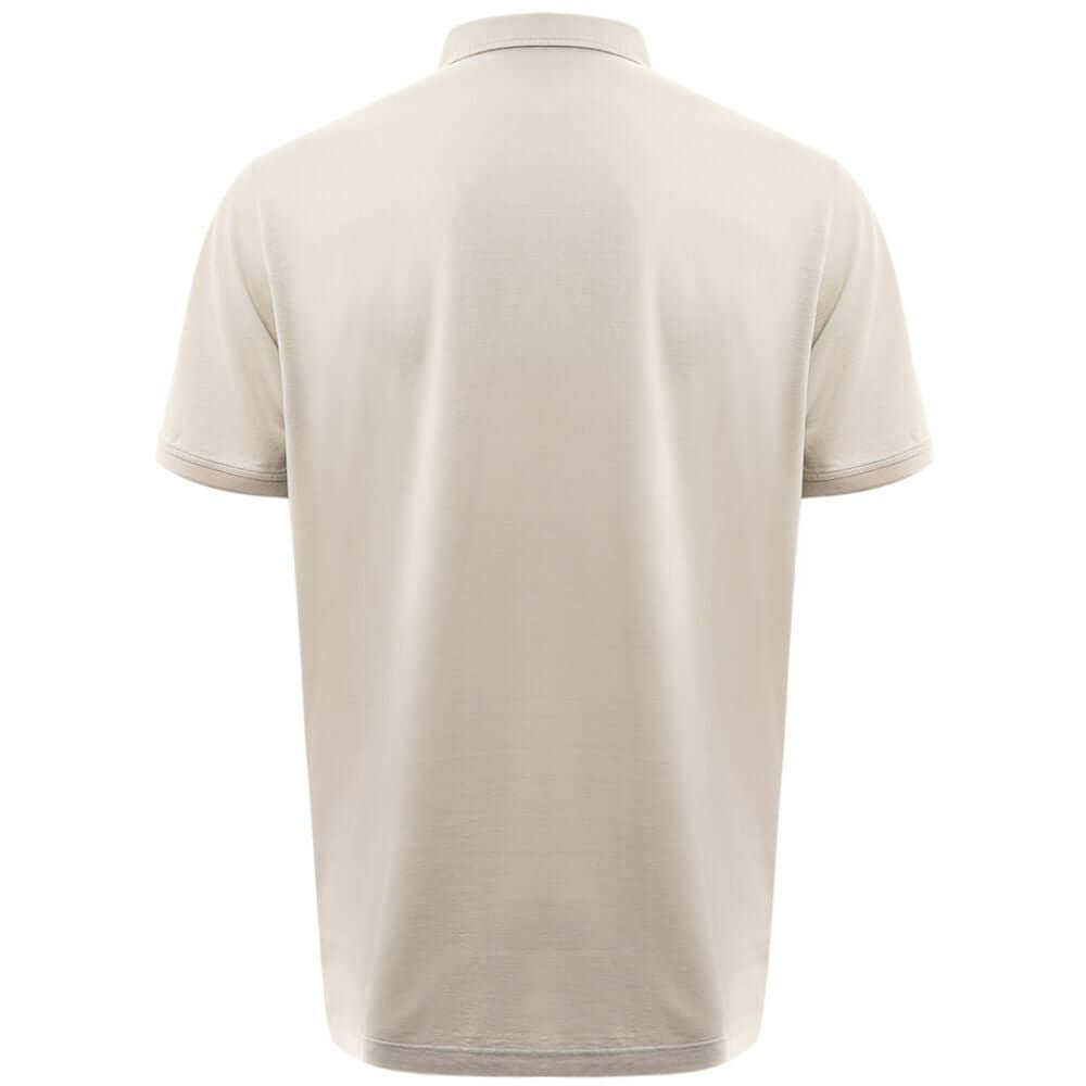 Loro Piana gray cotton polo shirt, ice color, short sleeve, classic collar, silk-cotton blend, made in Italy - back view