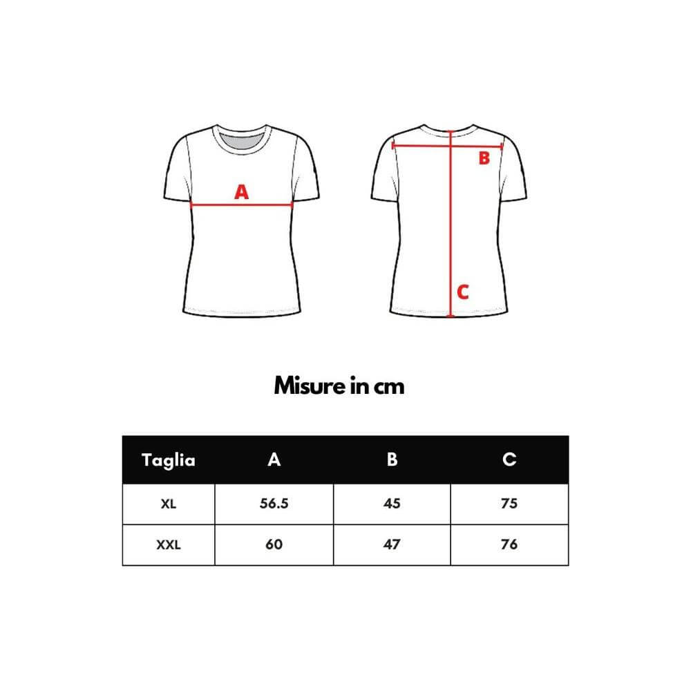Size chart diagram for Loro Piana gray cotton polo shirt, showcasing measurements in centimeters for XL and XXL sizes.