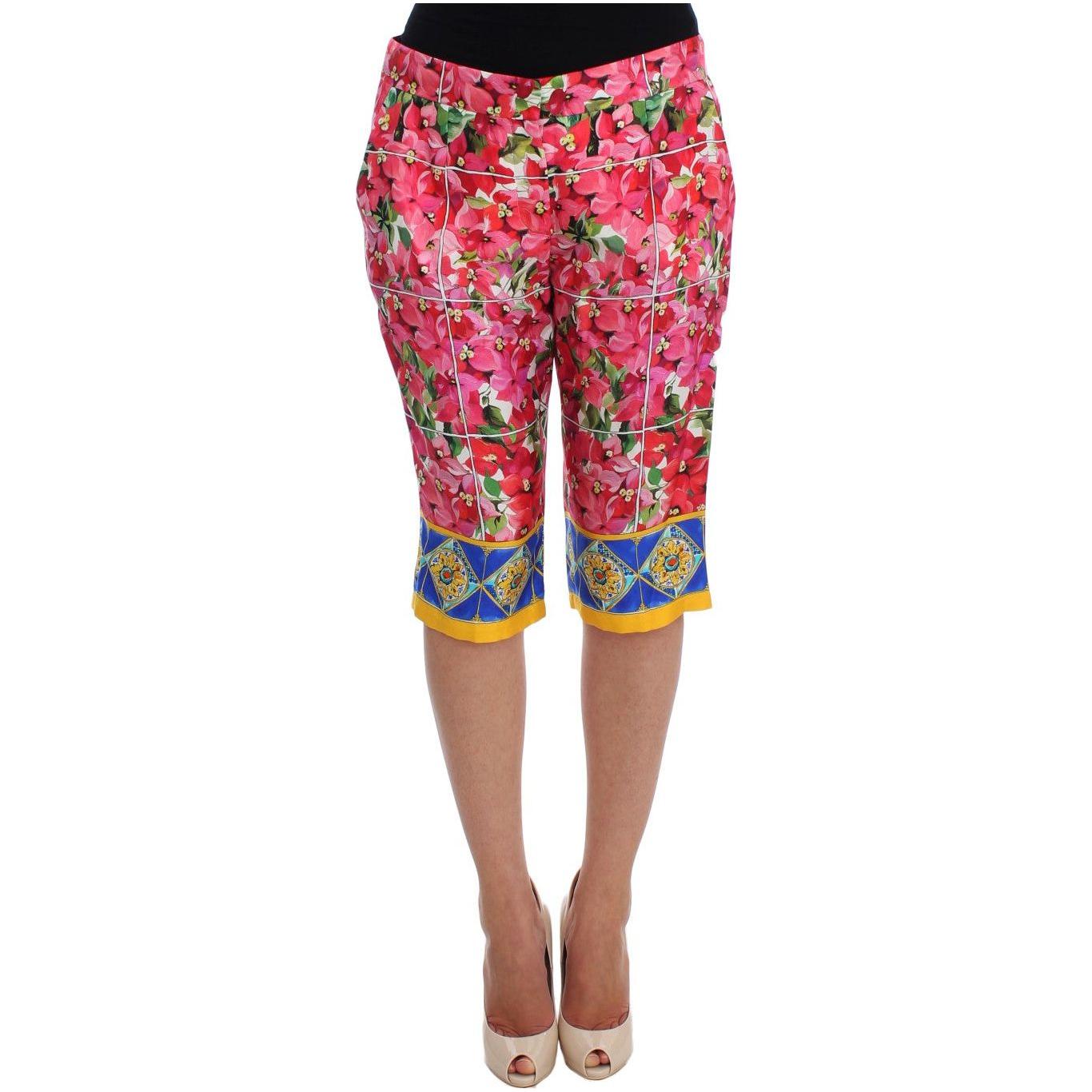 Dolce & Gabbana Multicolor Floral Silk Capri Pants Dolce & Gabbana Rosy Brown