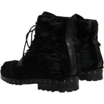 Dolce & Gabbana Black Pony Style Leather Mid Calf Boots Shoes MV7174-42