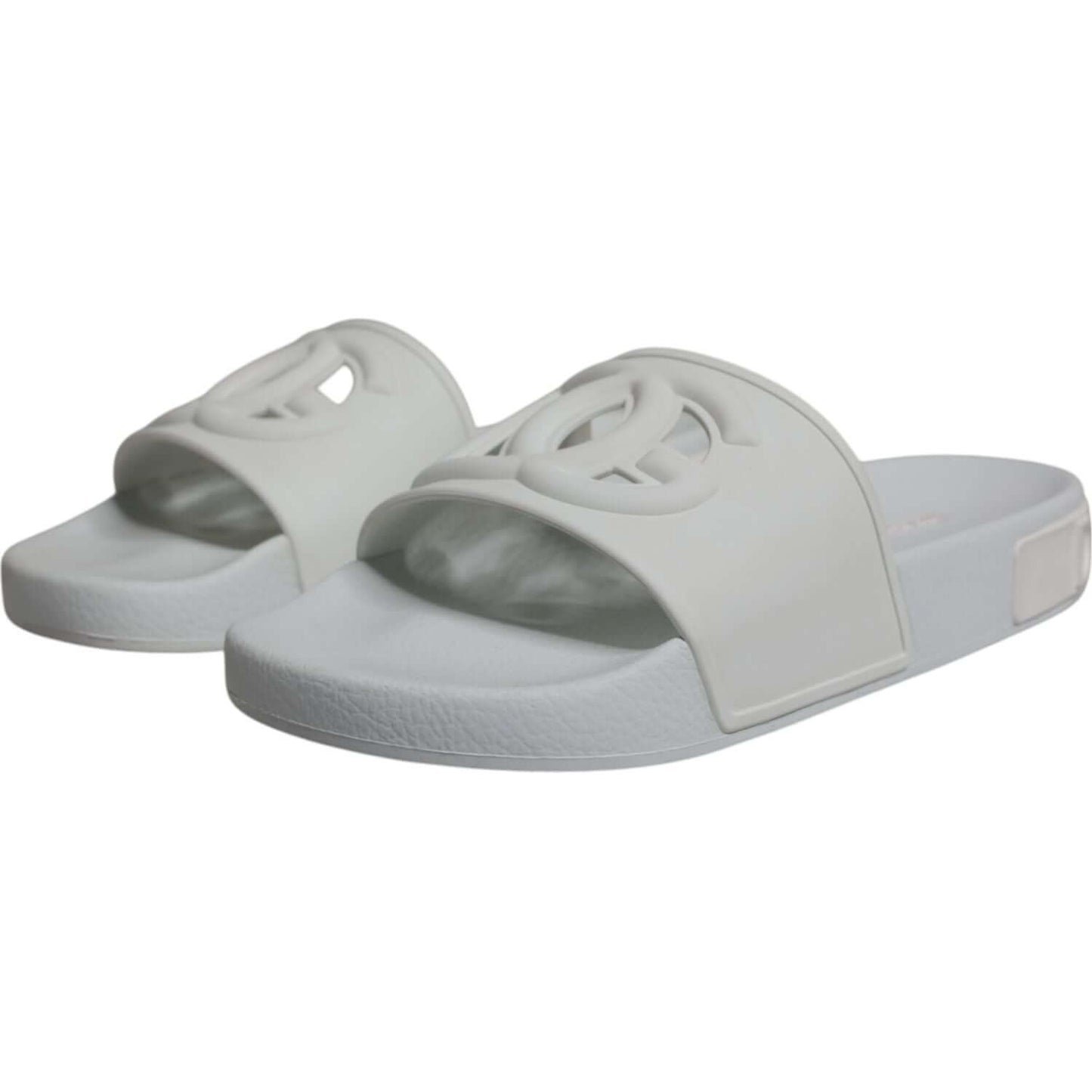 Dolce & Gabbana White Rubber Slides Sandals Beachwear Shoes Dolce & Gabbana Gray