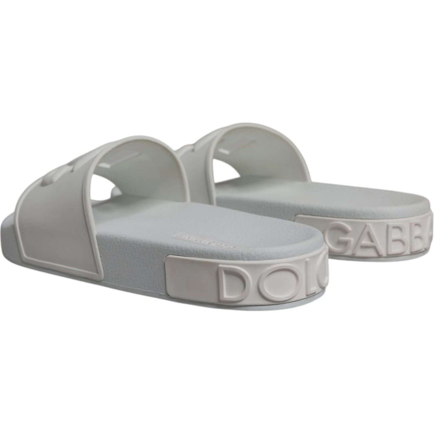 Dolce & Gabbana White Rubber Slides Sandals Beachwear Shoes Dolce & Gabbana Dark Gray
