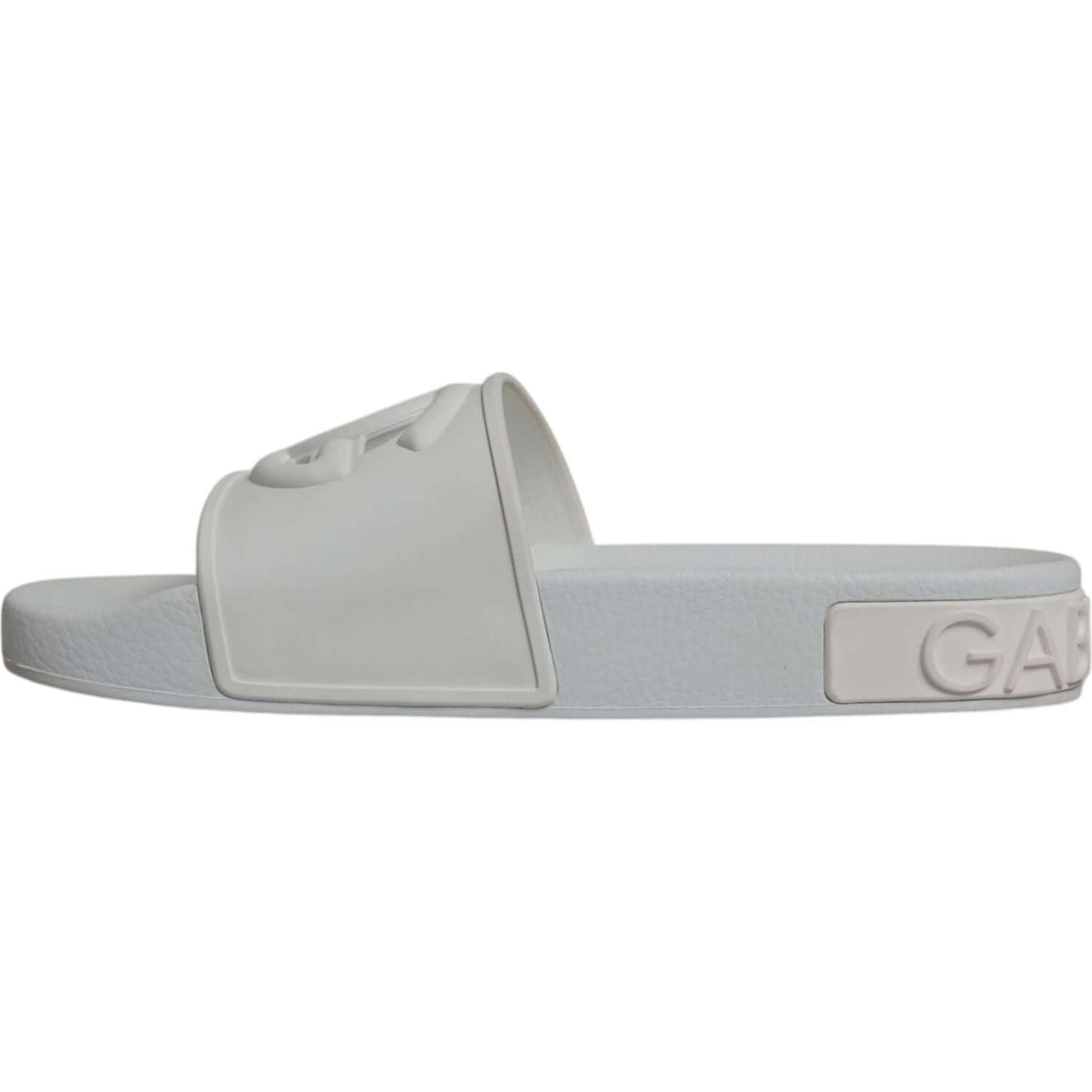 Dolce & Gabbana White Rubber Slides Sandals Beachwear Shoes Dolce & Gabbana Dark Gray