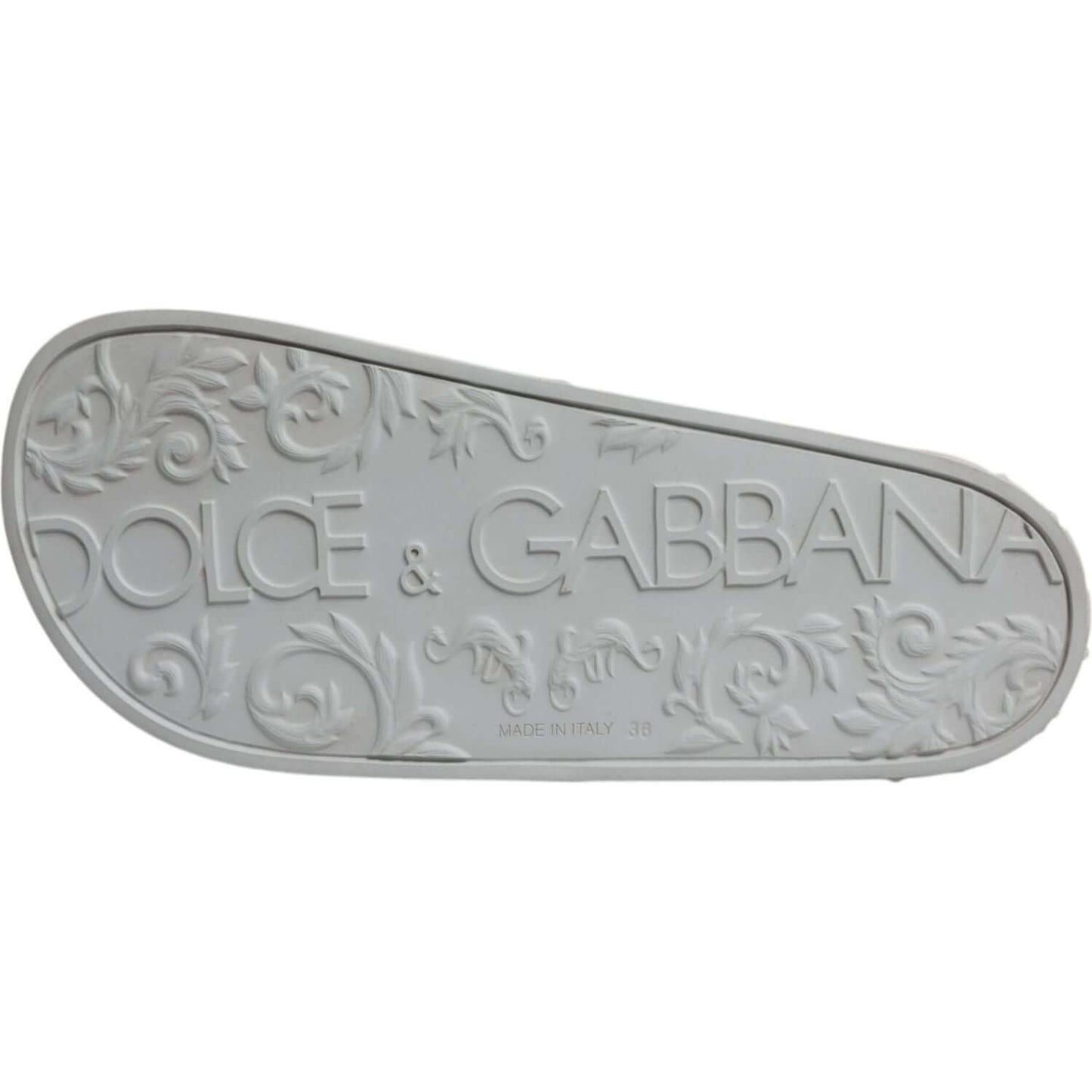 Dolce & Gabbana White Rubber Slides Sandals Beachwear Shoes Dolce & Gabbana Dark Gray