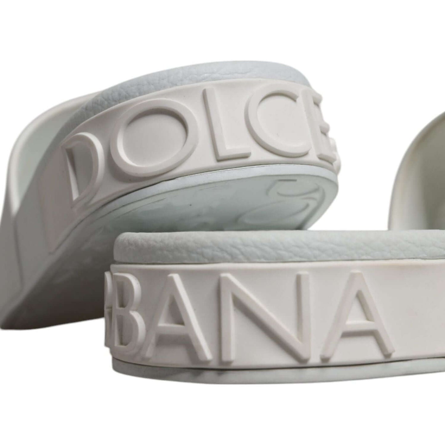 Dolce & Gabbana White Rubber Slides Sandals Beachwear Shoes Dolce & Gabbana Dark Gray