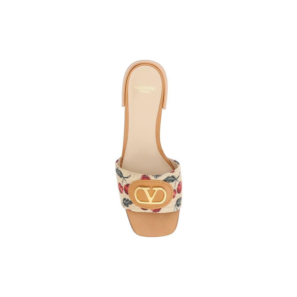 Valentino Garavani Cherry jacquard fabric Sandals Valentino Garavani Tan