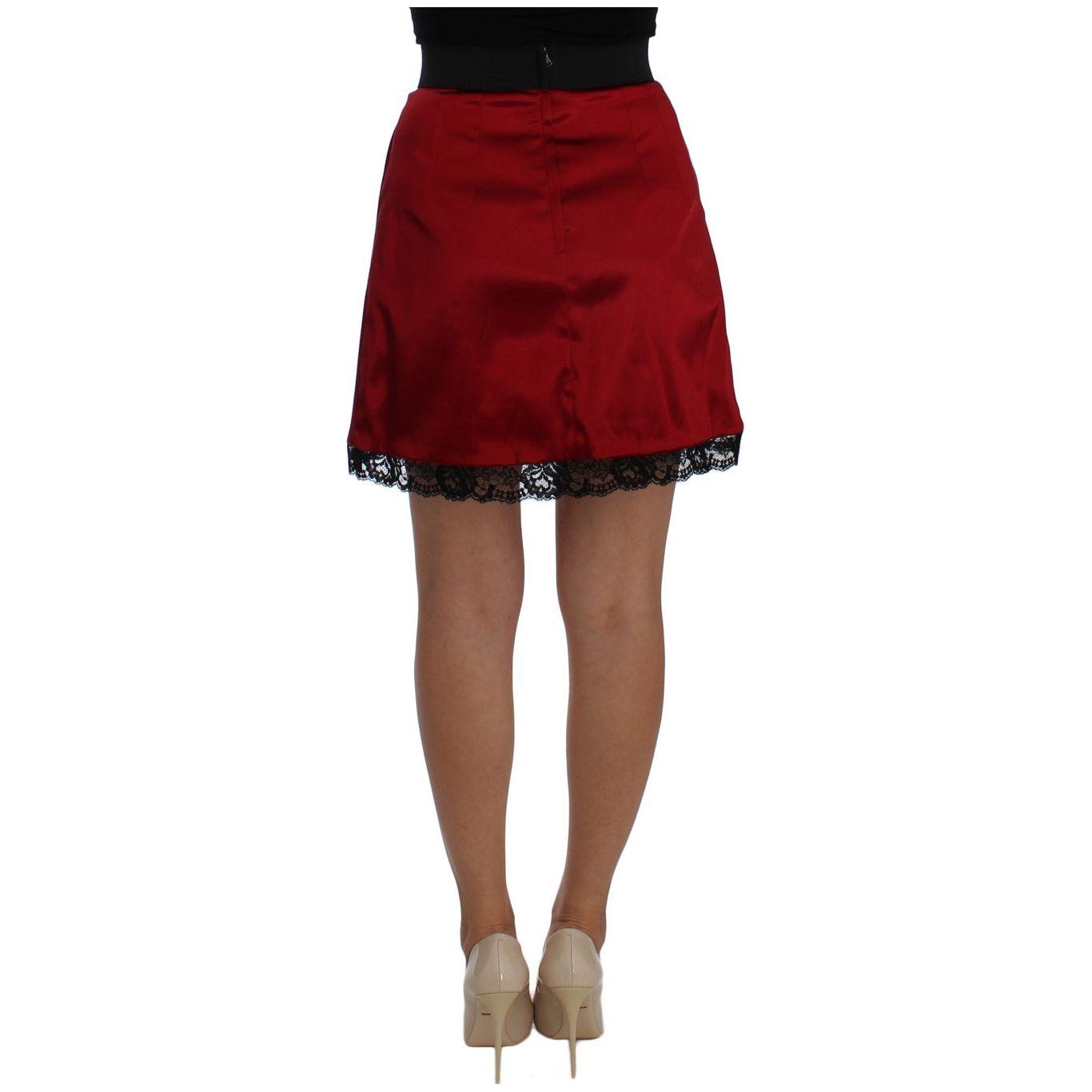 Dolce & Gabbana Elegant Red Lace High-Waist Skirt Dolce & Gabbana Saddle Brown