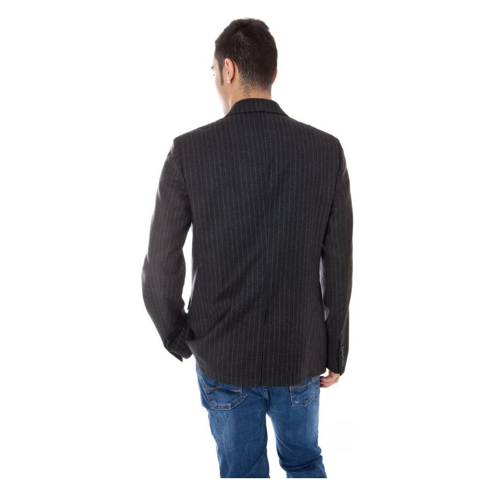 Calvin Klein Gray Wool Mens Jacket Calvin Klein Dark Slate Gray