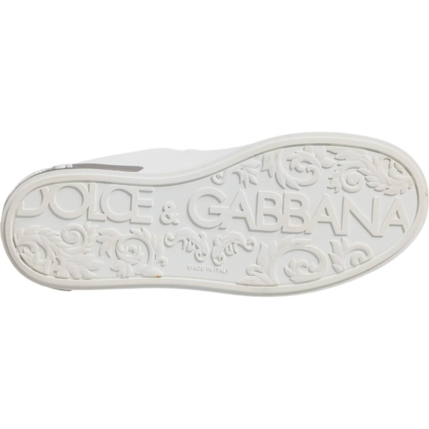 Dolce & Gabbana White Gray Leather Low Top Sneakers Shoes