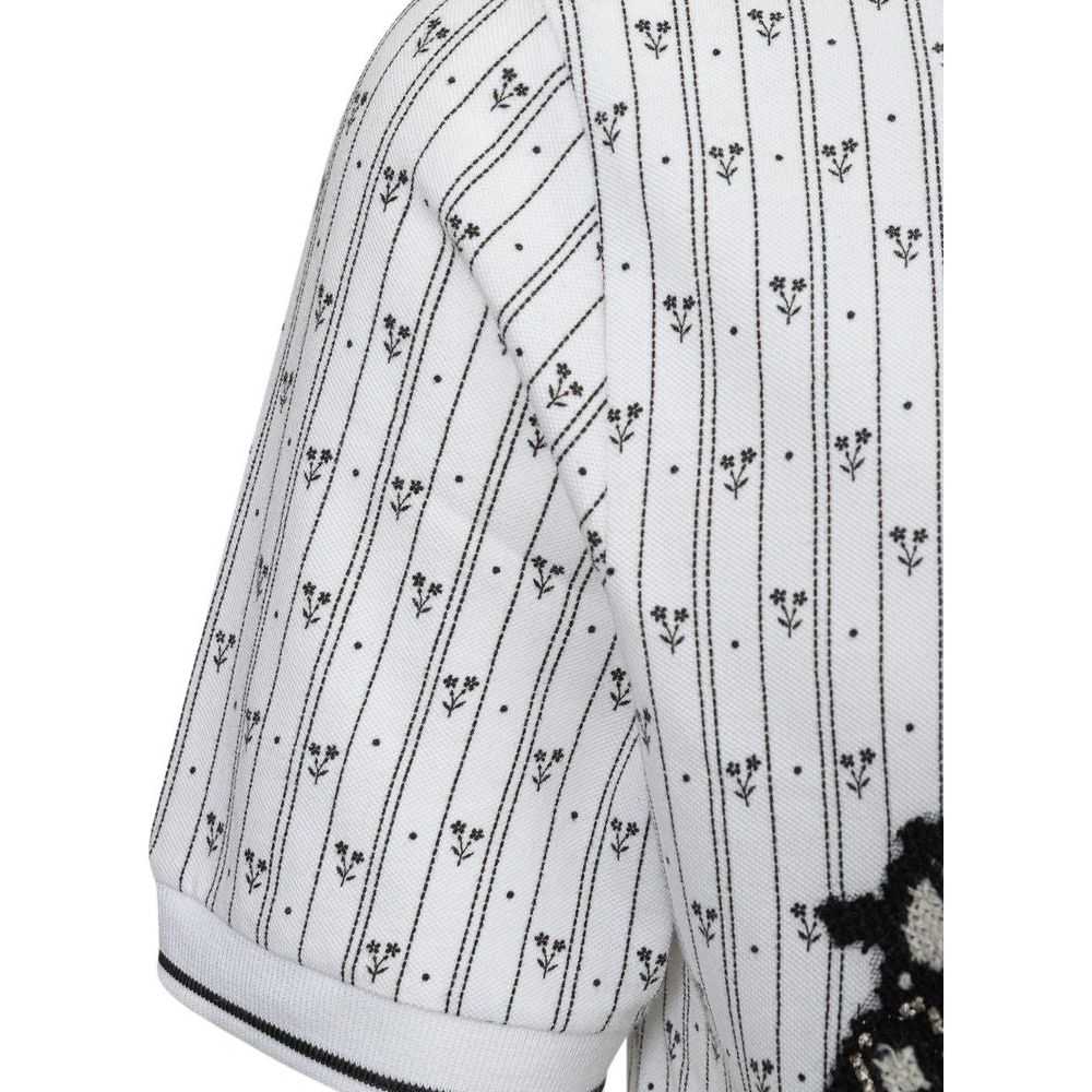 Dolce & Gabbana White Cotton Polo Shirt Dolce & Gabbana Light Gray