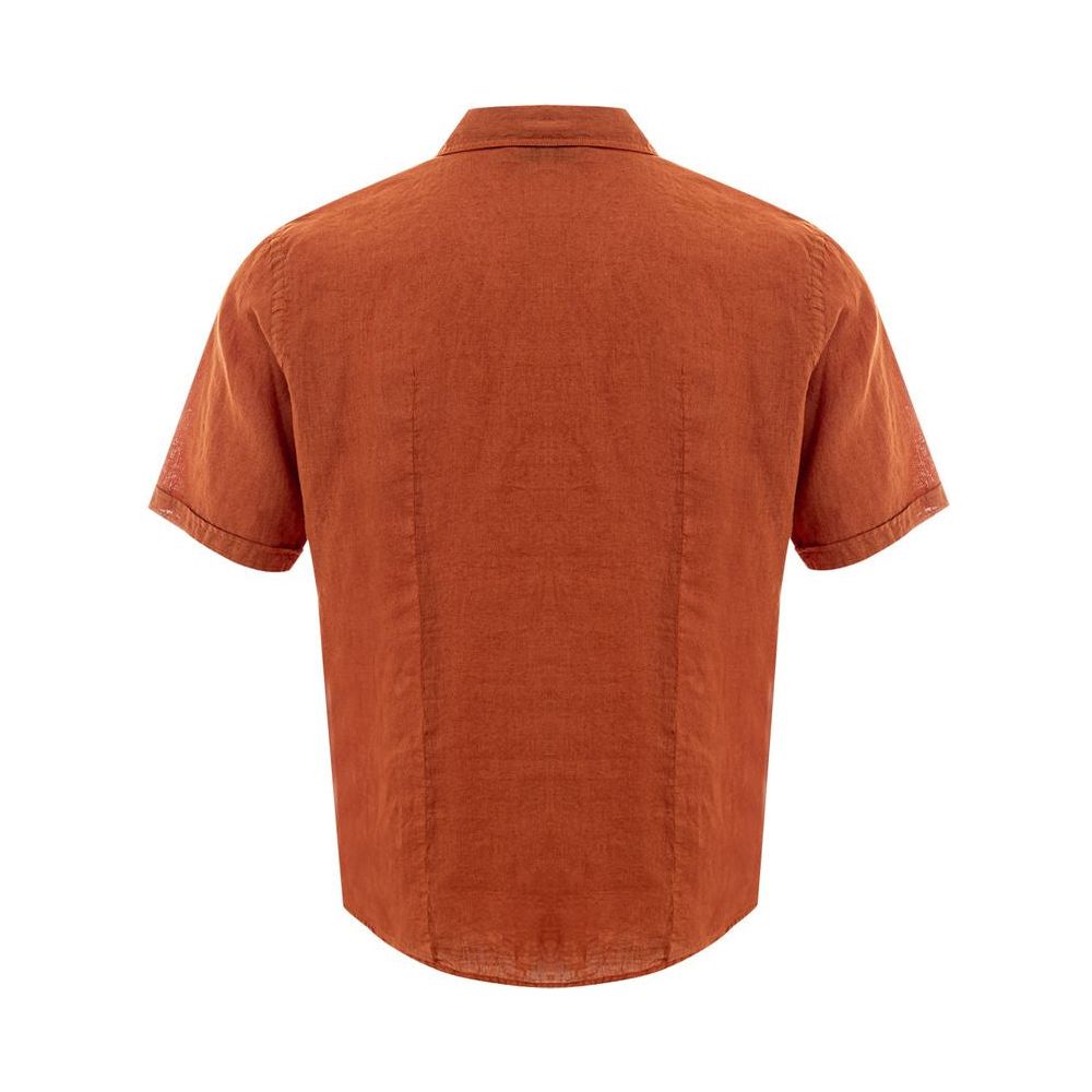Gran Sasso Elegant Linen Brown Shirt for Men Gran Sasso Sienna