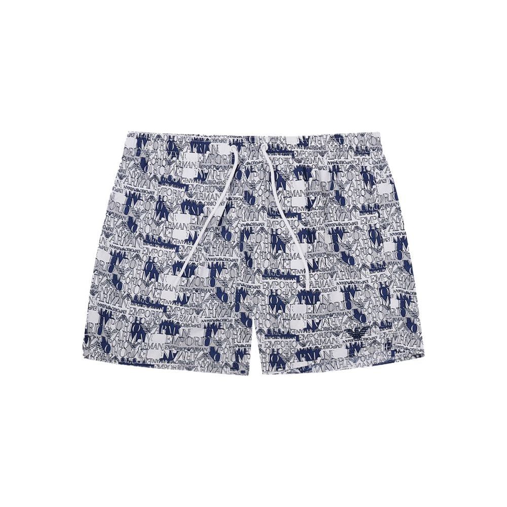 Emporio Armani Elegant White Polyester Swim Shorts Emporio Armani Gray