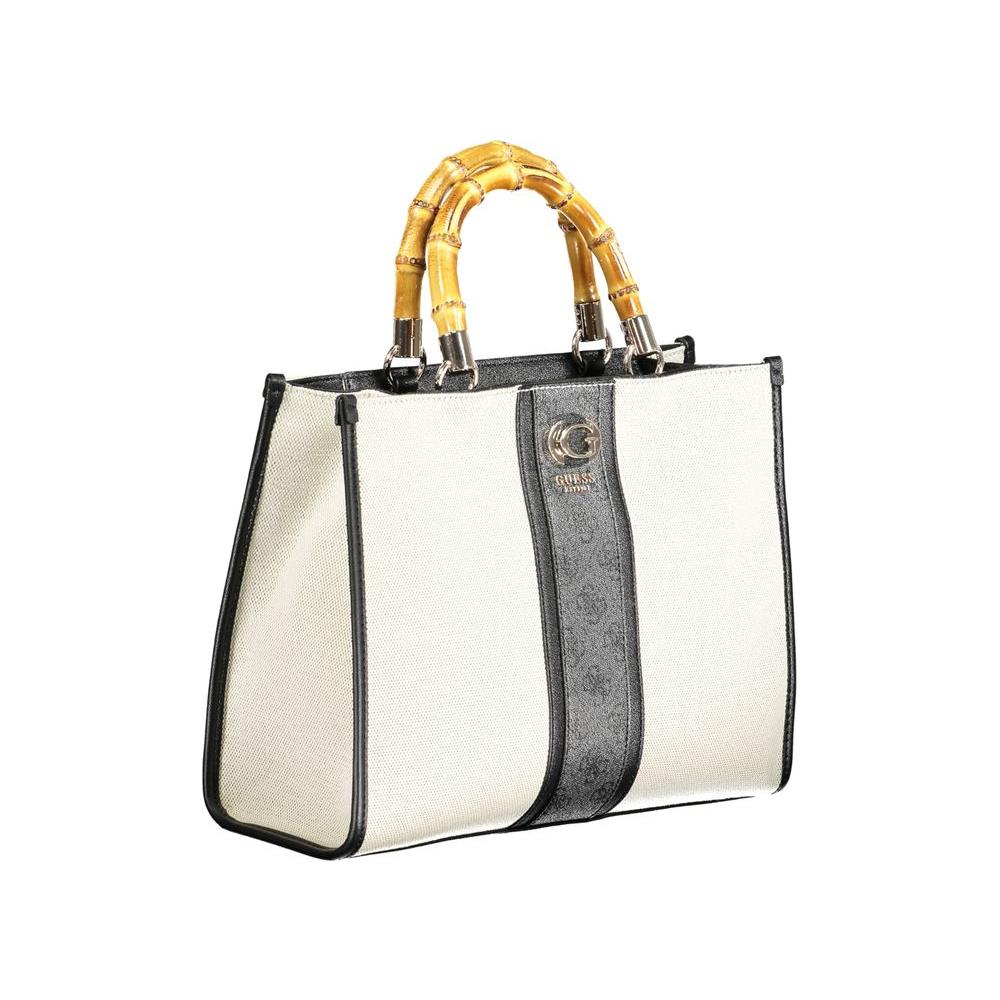 Guess Jeans Black Cotton Handbag Guess Jeans Beige