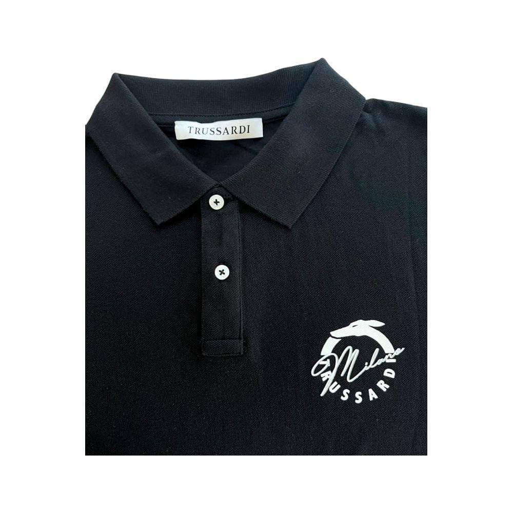 Trussardi Beachwear Black Cotton Men's Polo Shirt
