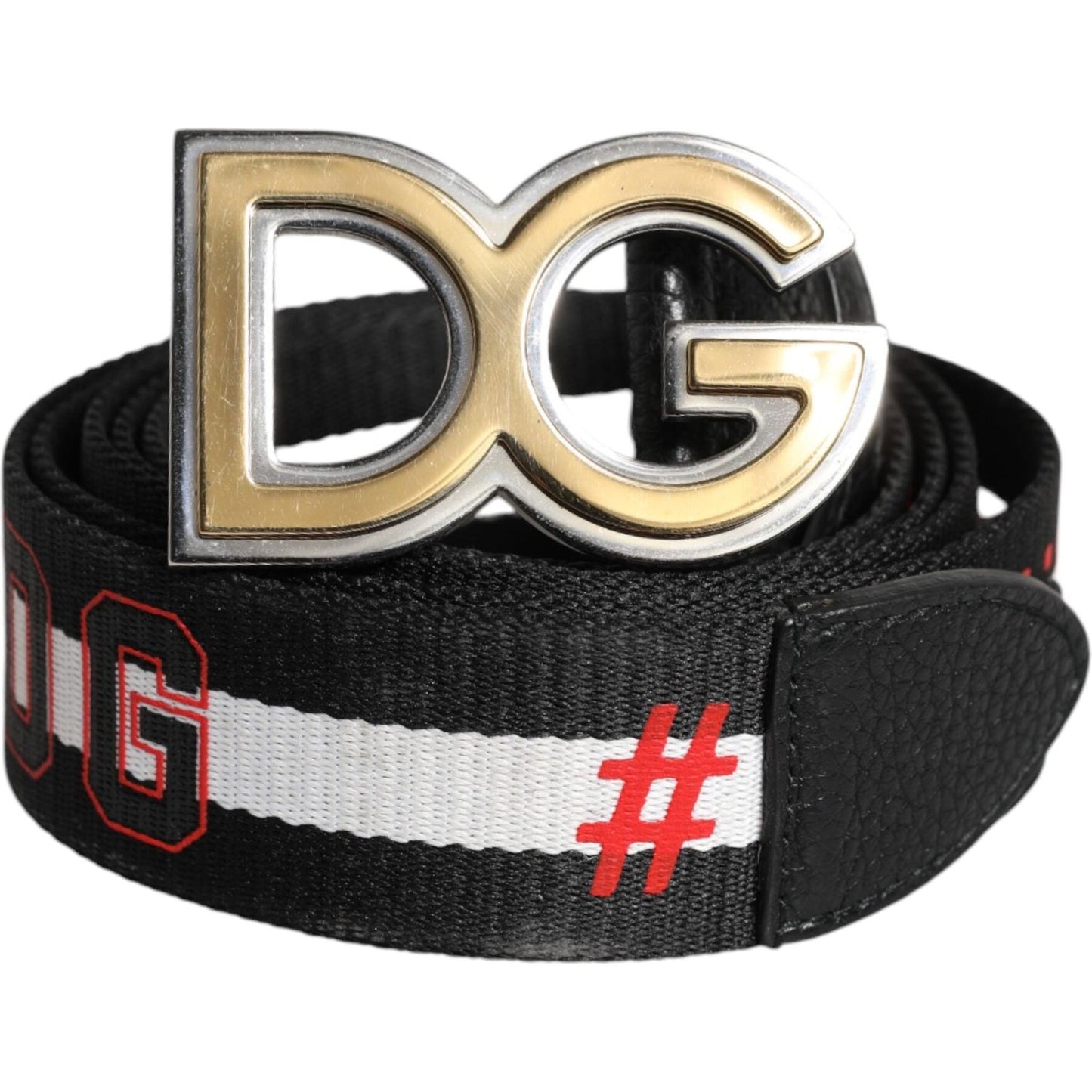 Dolce & Gabbana Black White Printed Metal Logo Buckle Belt BEL9348-100