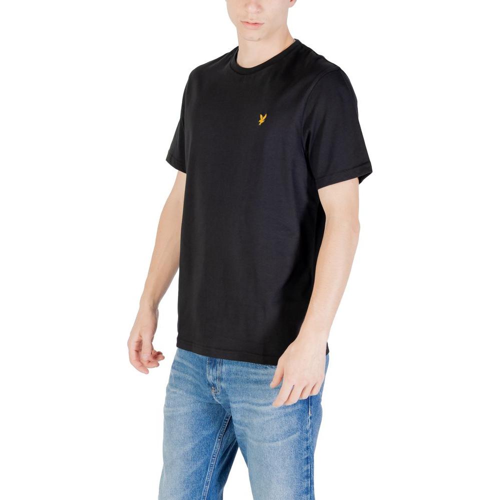 Lyle & Scott black cotton T-shirt for men, featuring short sleeves and a casual fit, ideal for everyday wear and layering.