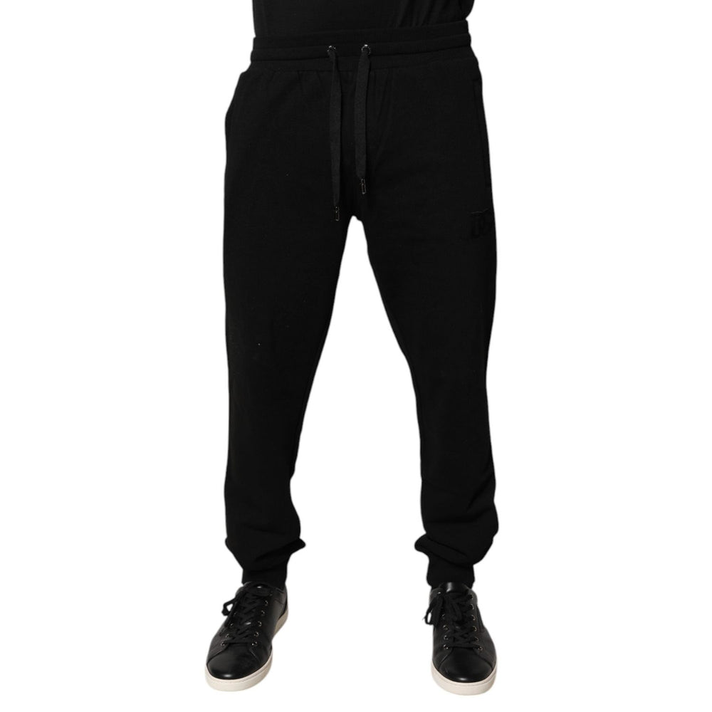 Dolce & Gabbana Black Cotton Mid Waist Jogger Sweatpants Pants PAN75500-44