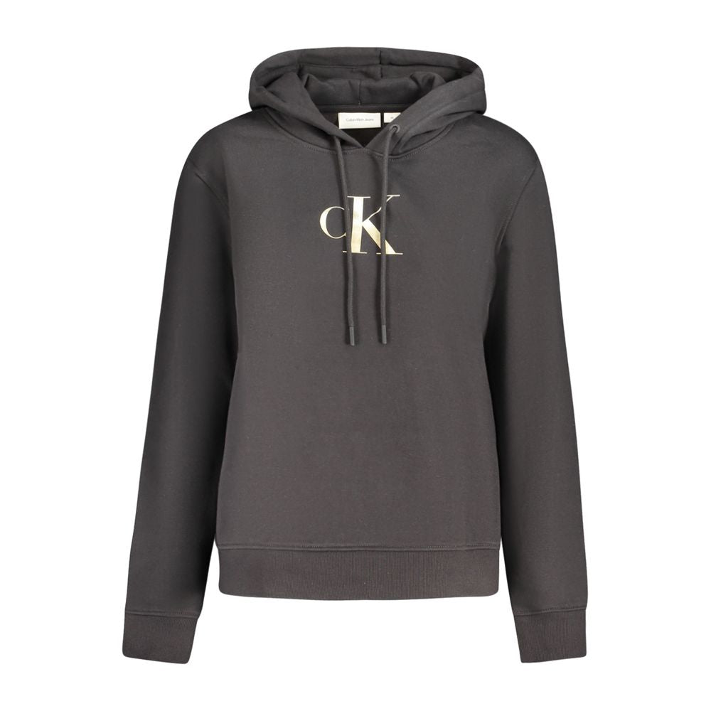 Calvin Klein black cotton women's sweater with logo, featuring chic design and comfort, ideal for trendsetters.