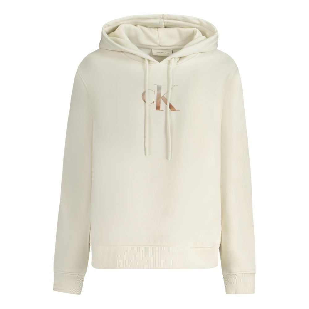 Calvin Klein white cotton women's sweater with CK logo, offering minimalist sophistication and comfort.